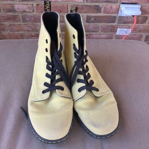 womans yellow dr martens